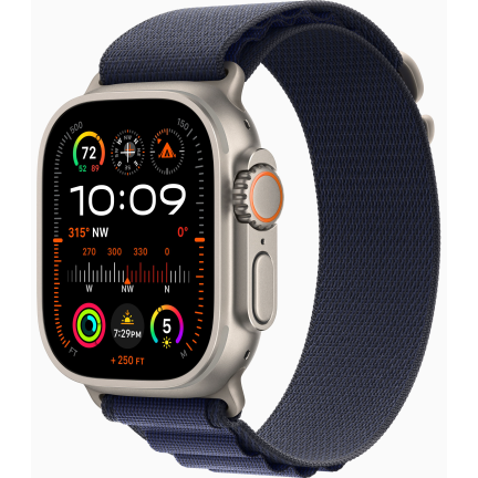 Apple Watch Ultra 2 (2024) 49mm Natural Titanium Case with Navy Alpine Loop Medium