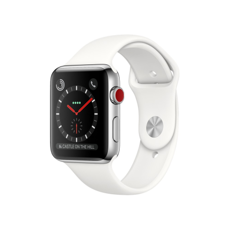 Apple Watch Series 3 38mm GPS+Cellular Stainless Steel Case with Soft White Sport Band Apple Watch Series 3 38mm GPS+Cellular Stainless Steel Case with Soft White Sport Band