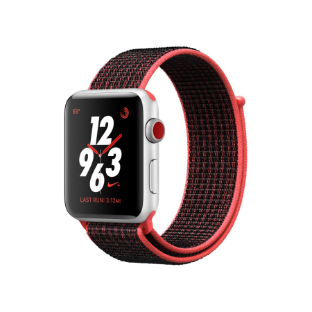 Apple Watch Series 3 Nike+ 42mm GPS+Cellular Silver Aluminum Case with Bright Crimson/Black Nike Sport Loop Apple Watch Series 3 Nike+ 42mm GPS+Cellular Silver Aluminum Case with Bright Crimson/Black Nike Sport Loop