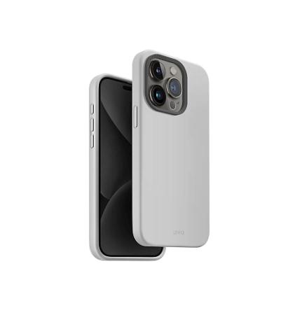 Чехол Uniq Lino Hue c MagSafe для iPhone 15 Pro, светло-серый Чехол Uniq Lino Hue c MagSafe для iPhone 15 Pro, светло-серый